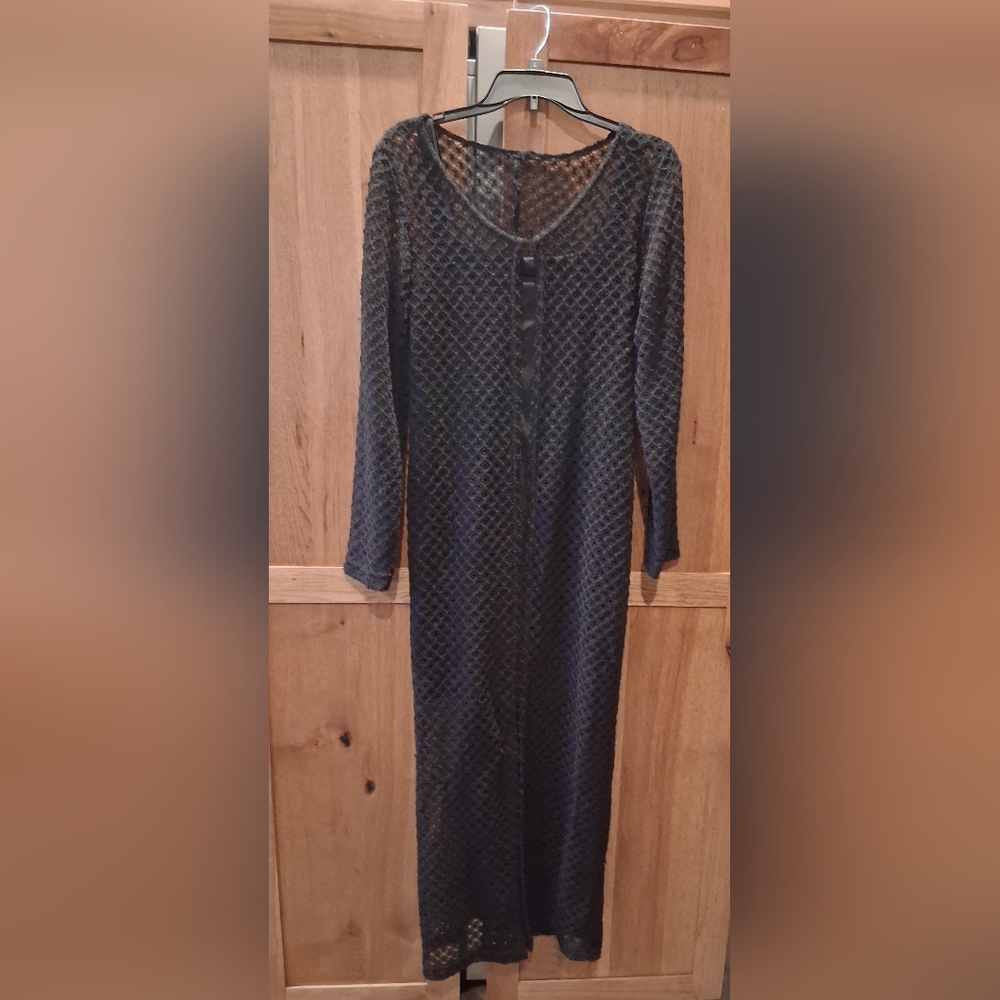 Black Tank Dress With Mesh Look Coverup